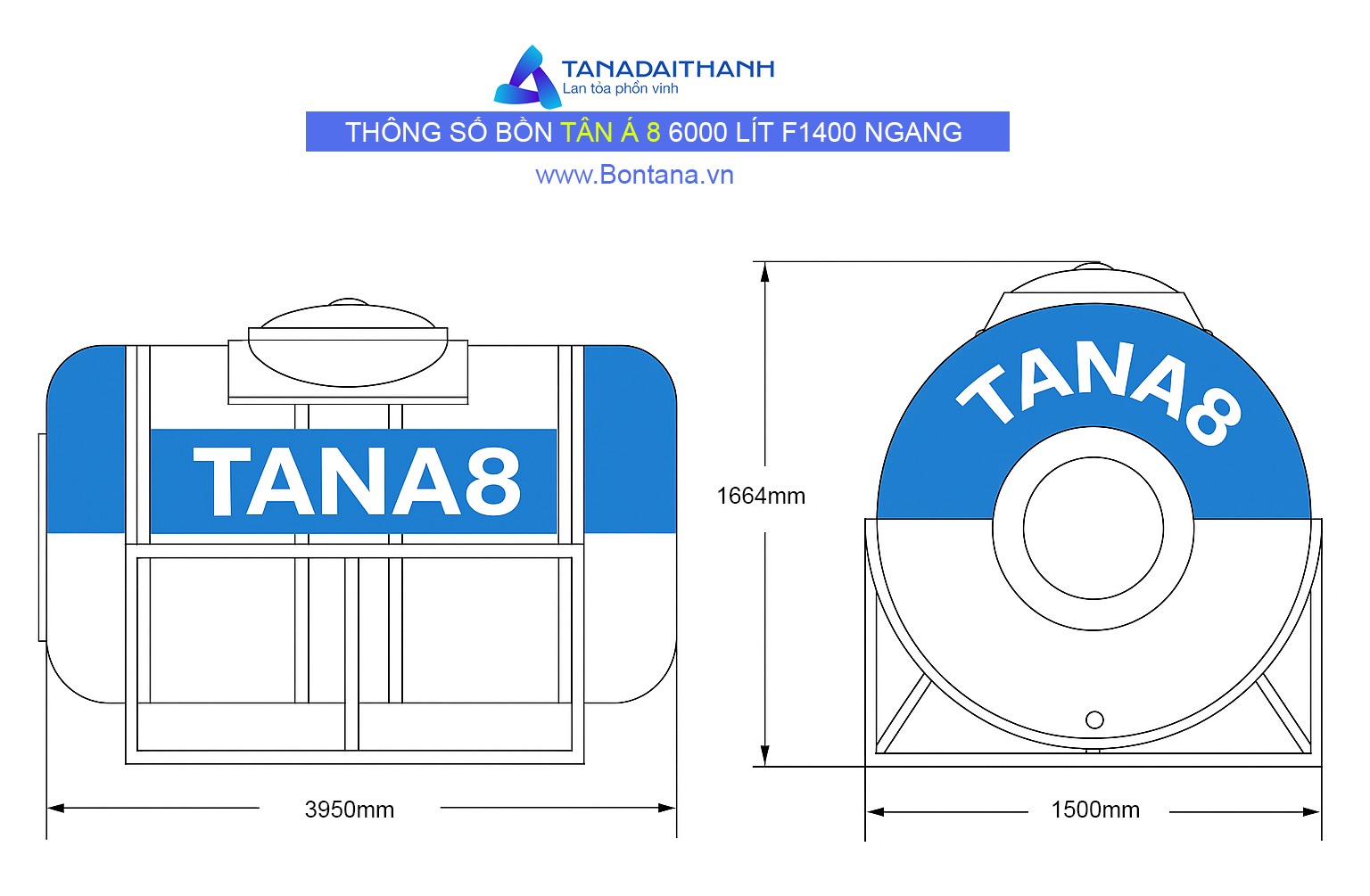 Thông số bồn tân á 6000 lít