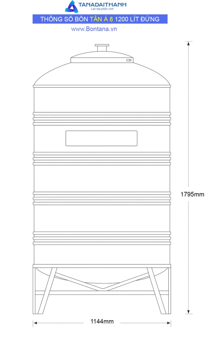 Bản vẽ kỹ thuật bồn tân á 8 1200 lít
