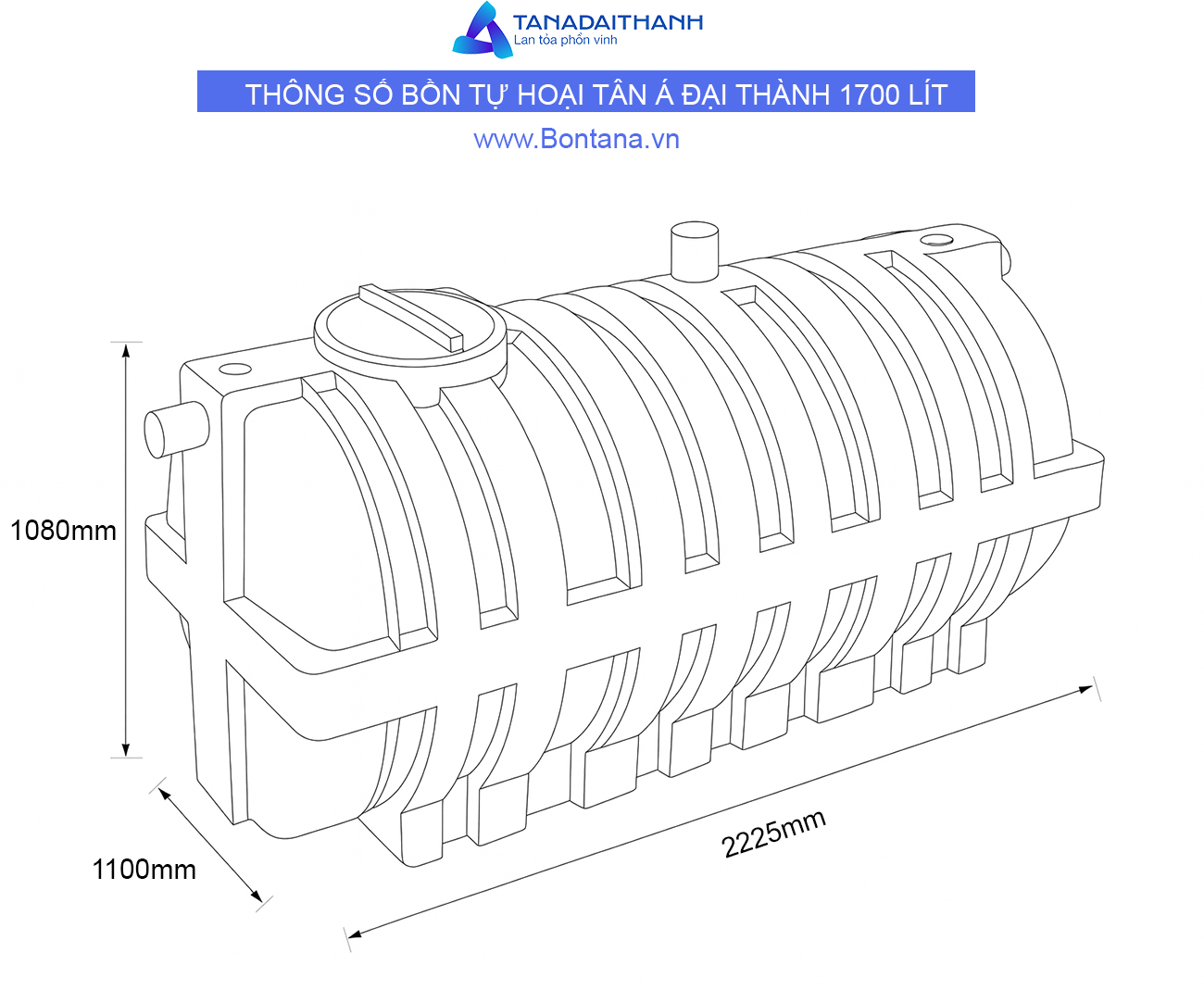 Bản vẽ kỹ thuật bồn tự hoại tân á đại thành 1700L