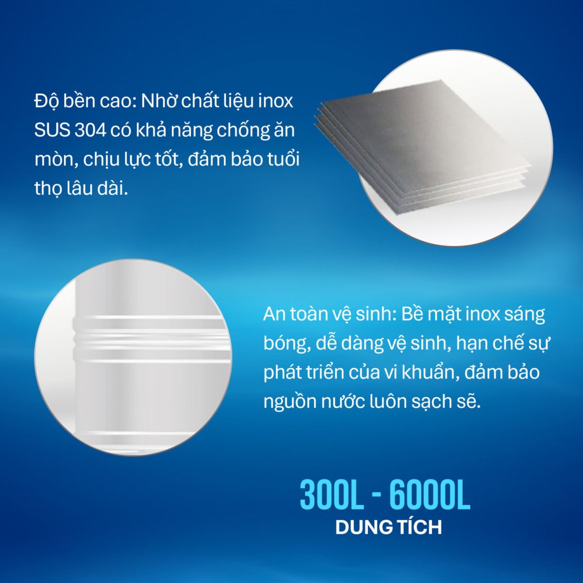 Bồn nước inox tân á 8 sử dụng inox sus 304