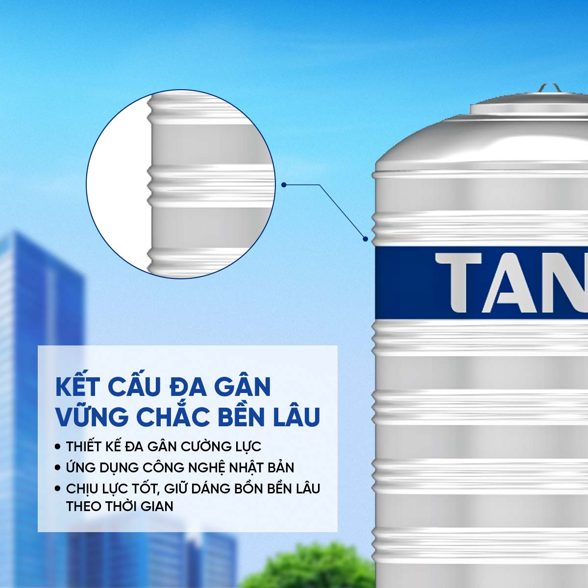 Bồn nước tân á kết cấu đa gân