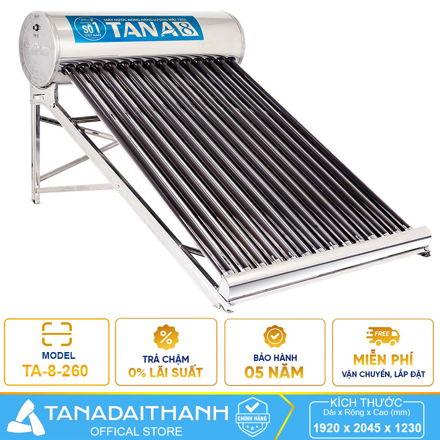 Máy nước nóng Năng Lượng Mặt Trời Tân Á 8 260 Lít