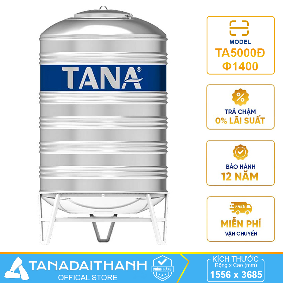 Bồn nước Tân Á 5000 lít đứng F1400