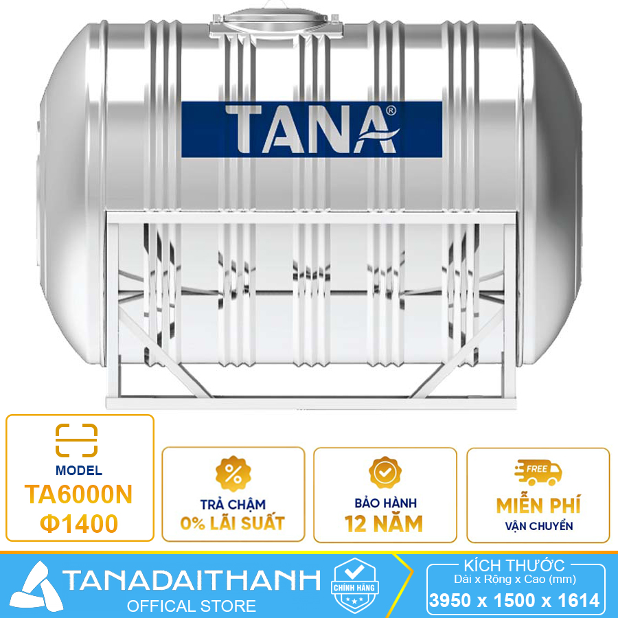 Bồn nước Tân Á 6000 Lít Ngang F1400