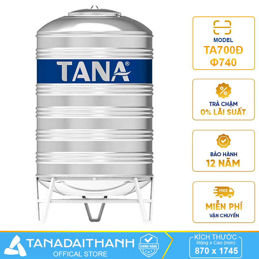 Bồn nước Tân Á 700 Lít Đứng F740
